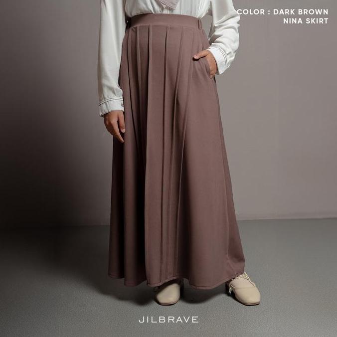 JILBRAVE Nina Skirt Rok Wanita Knit A-Line Flowy Casual Korean Style