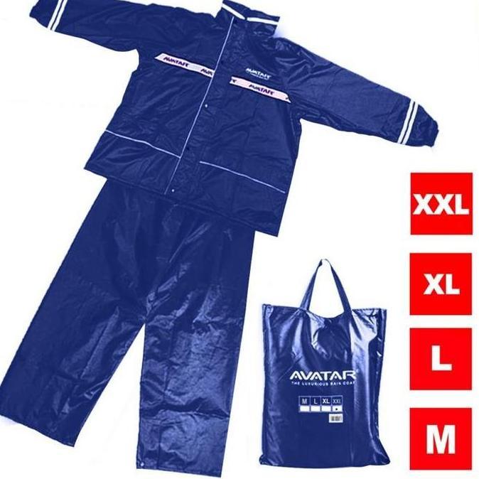 Jas Hujan Set - Jaket Celana AVATAR - Size M / L / XL / XXL - NAVY BLUE / BIRU NAVY / DARK BLUE