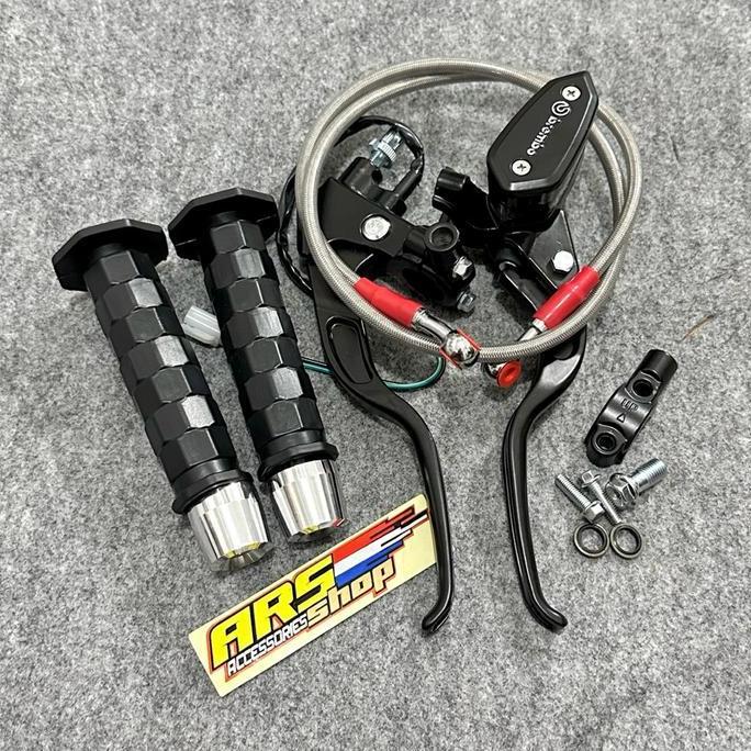 Paket 4 -master rem selang rem grip octagon kotak kotak jalu stang chrome grip daytona model Master 