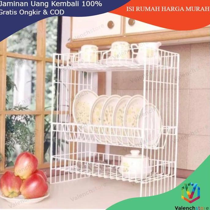 RPL 03 HITAM / RAK PIRING SUSUN 3 ANTI KARAT / rak kawat susun 3 / rak piring RPL 03 / rak piring RP