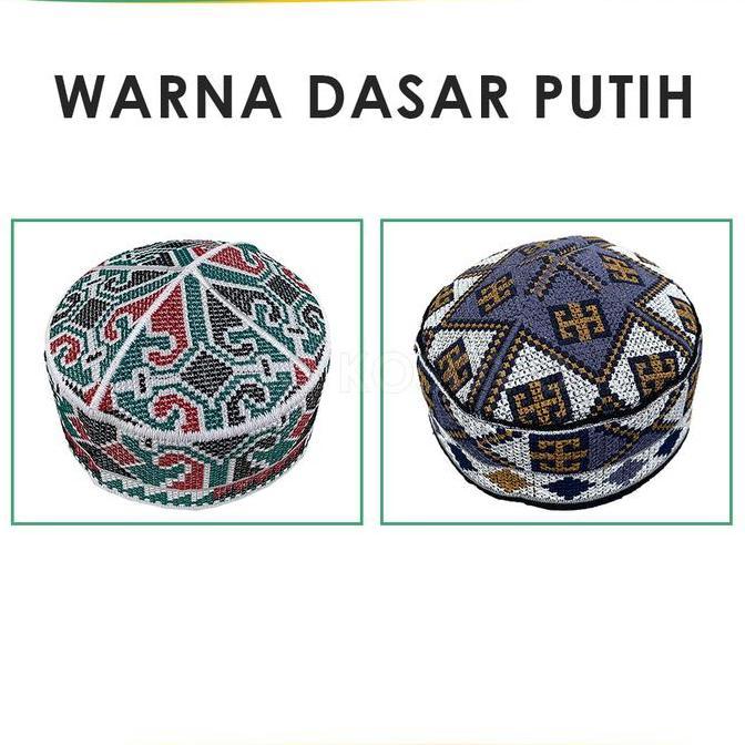 GROSIR (10 Pcs) Peci PAKISTAN Motif Ovais Cap Bordir Kopiah Haji Sholat Santri Pria Dewasa Anak Laki