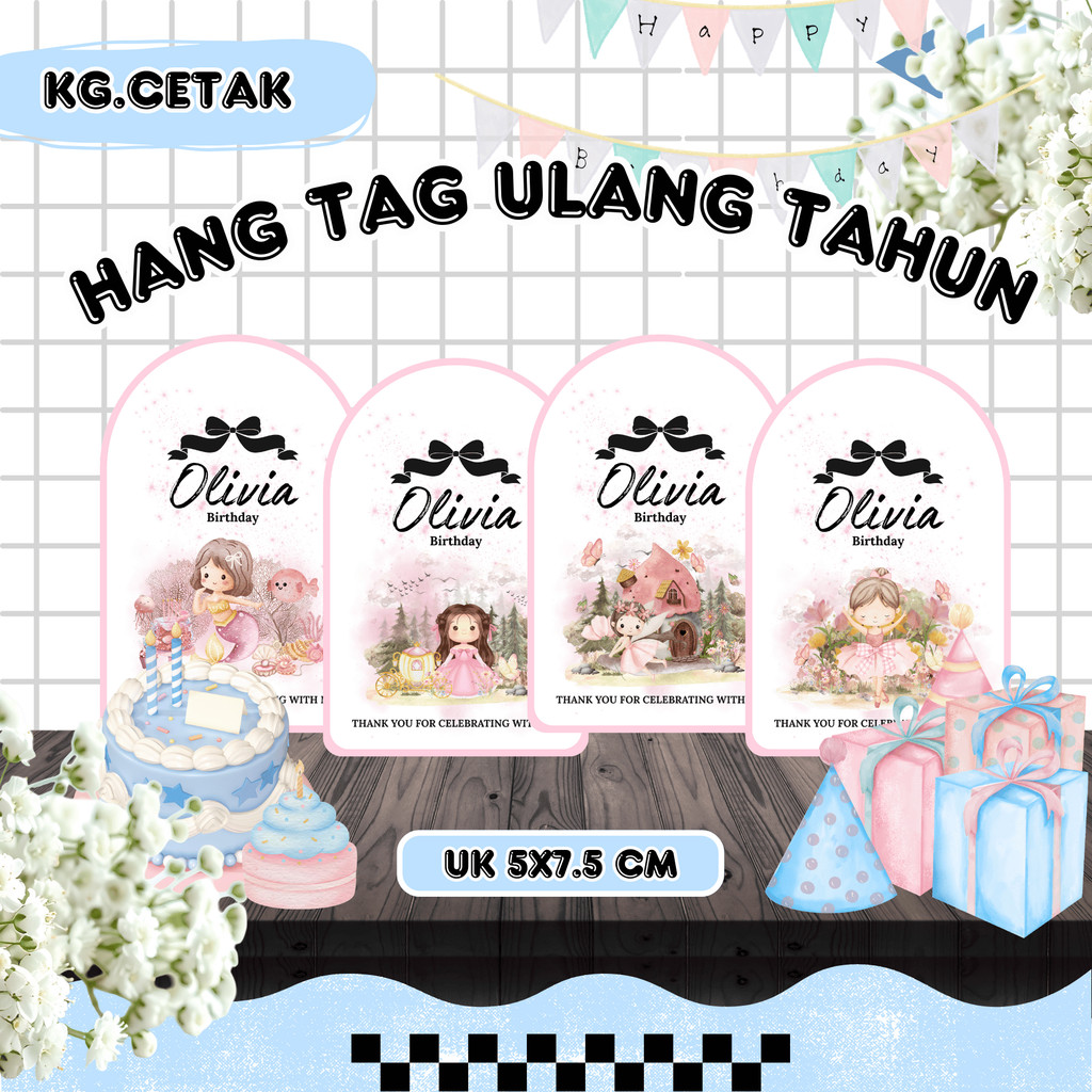 Hang Tag Ulang Tahun Aesthetic/ Hang Tag Ulang Tahun Anak Lucu/ Hang Tag Ulang Tahun Isi 25 Pcs