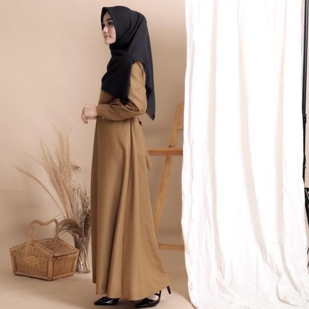 Wxwxw- Gamis Polos Seragam Pns Pdh Khaki Tua Toyobo Fodu Kain Muslim  Dress