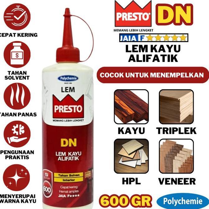 Lem Kayu Alifatik Presto Dn 600G Lem Presto Lem Kayu Serbaguna Lem Dn 600Gr Terbaru 