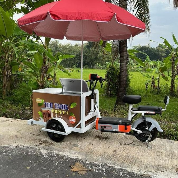 Terlaris (Diskon) Gerobak Sepeda Listrik Cocok Untuk Jualan Kopi Es Teh Jumbo Dawet Atau Magic Water