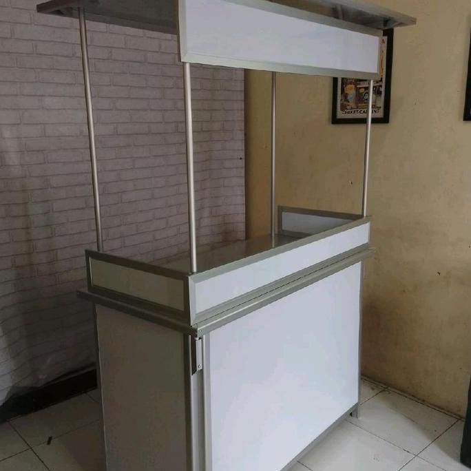 Terlaris Booth Portable / Meja Lipat / Gerobak Lipat Bongkar Pasang Bahan Aluminium Dilengkapi Atap 