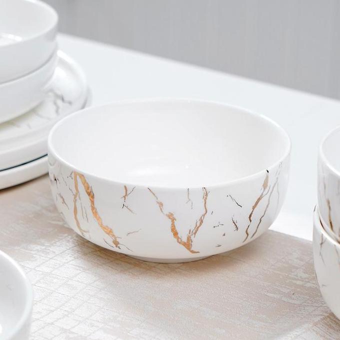 Grosir Informa Appetite Set 12 Pcs Allen Perlengkapan Makan Marble - Putih Peralatan Makan Piring Ma