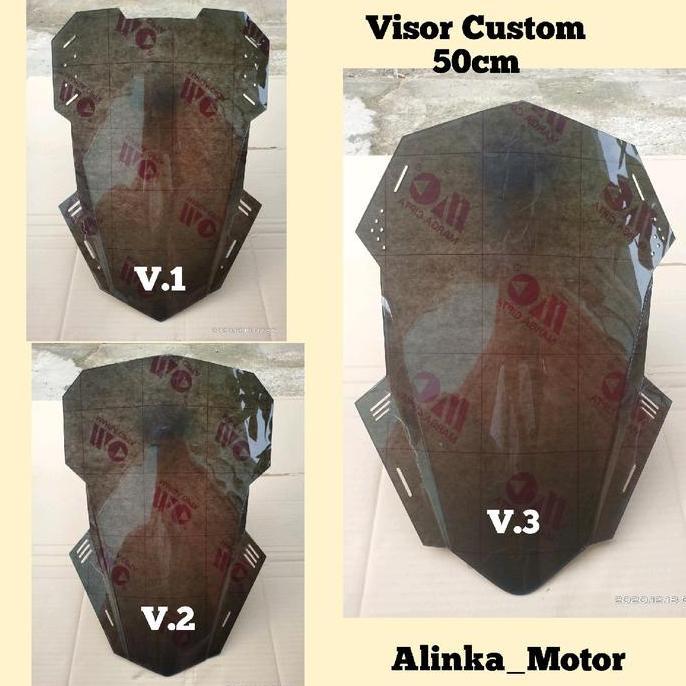 Promo Windshield/Visor Custom 50cm Visor Motor all Motor Tanpa Breket Visor Modifikasi Verza Vixion 