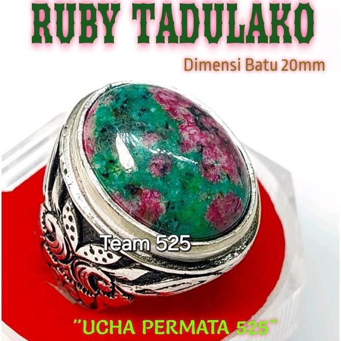 cincin ruby tadulako 20mm ring ukir bali / batu rubi tadulako / cincin asli pria wanita