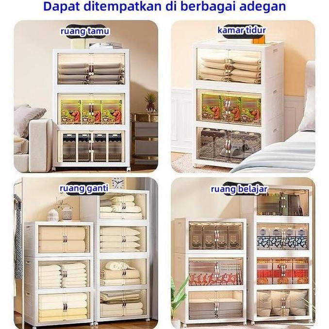 Promo Lemari Plastik Susun Loker Plastik Storage Box Kotak Penyimpanan Rol Dapat Digerakkan Box Stor