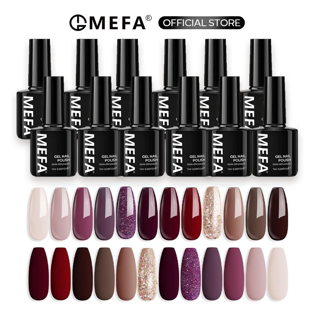 NEW MEFA Gel Nail Polish Set 12 Warna 7ml Semua musim koleksi Gel Polish Nail Kit Popular Nude Pink 