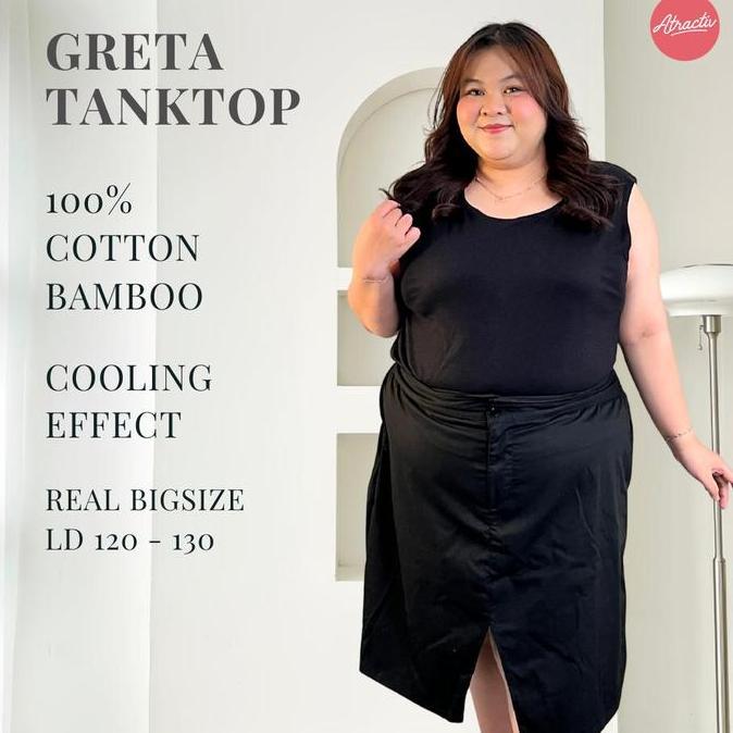 ATRACTIV Tanktop Kaos Jumbo Fit LD150 Tanktop Kaos Stretch Greta terlaris