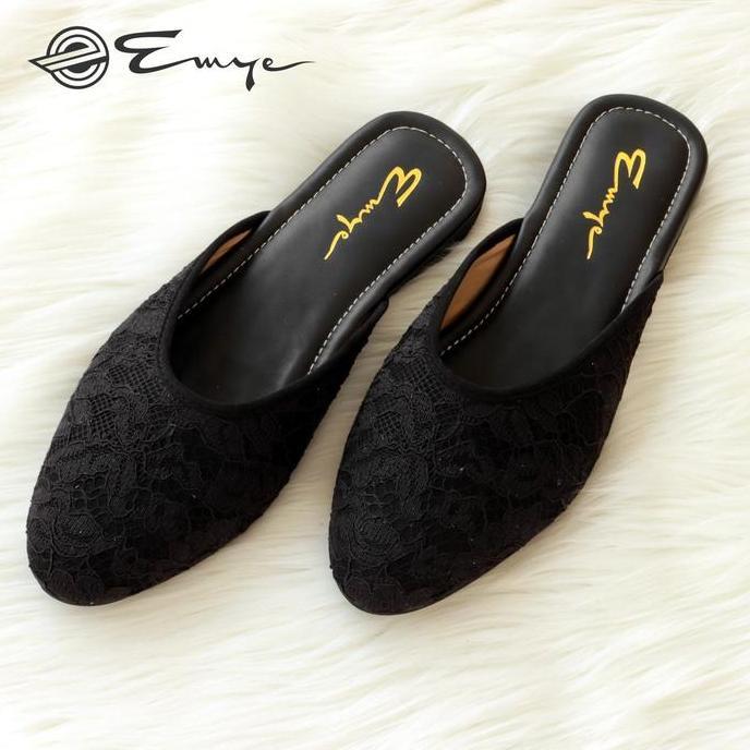 Emye Sandal Slop Pengantin Pria Warna Size 38-45 I Sendal Selop Pengantin Pria Brukat Putih Shoes HM