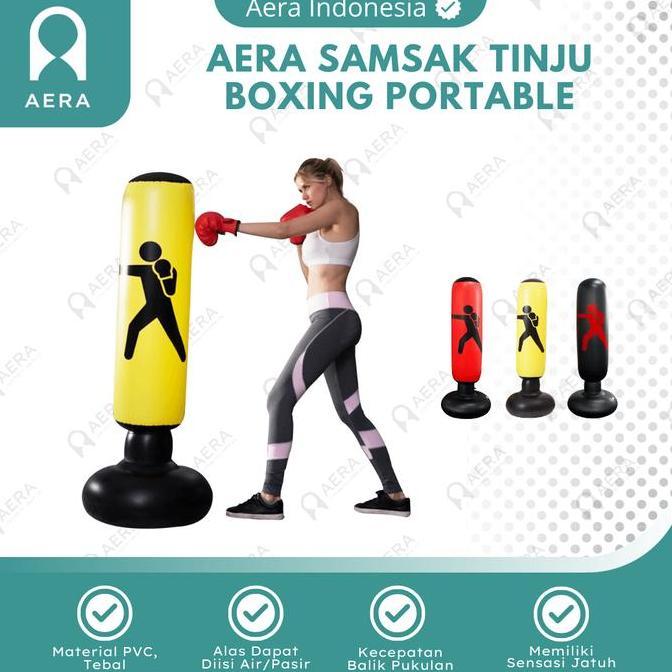 Selfdefense- Samsak Tinju Berdiri Samsak Dewasa Standing / Samsak Tinju Portable Bisa Isi Air Atau P