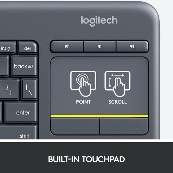 Keyboard Wireless Logitech With Touchpad K400R Plus Original