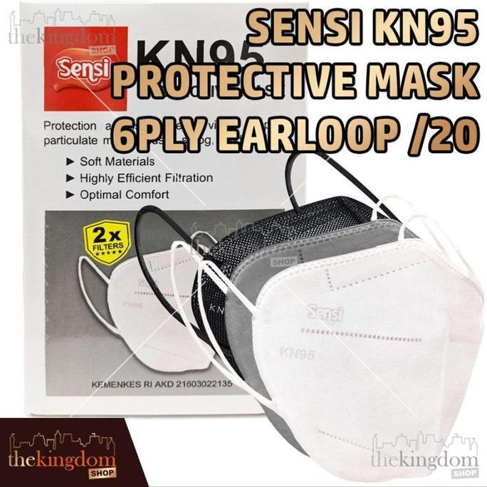 STOK TERBATAS - Sensi KN95 Mask 6ply Protective /20 Masker Medis N95 Warna Nyaman