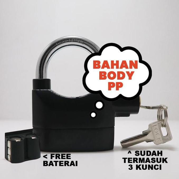 Promo Gembok Alarm Ring Panjang Pendek Bahan POLYCARBONATE  Bisa Untuk Pagar Rumah Diskon