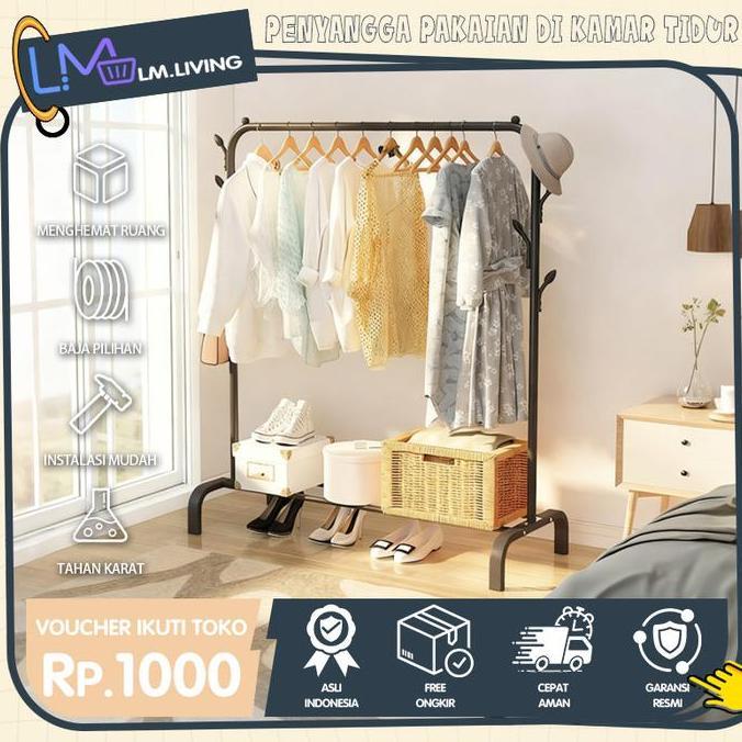PROMO HARI INI - LM Rak Gantungan Baju Serbaguna Stand Cloth Hanger Gawang Rak Jemuran Pakaian Porta