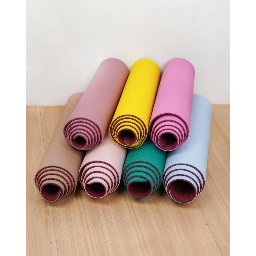 BEBAS ONGKIR - Yoga Mat TPE Double Layer Pastel Colour 8mm / Matras Yoga TPE 8mm Anti Slip / Matras 