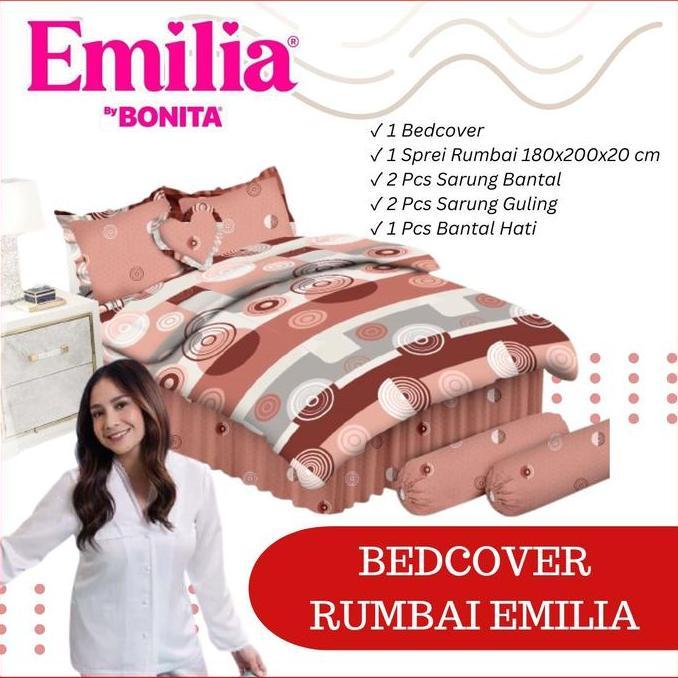 DEAL TERBAIK - RC BEDCOVER BONITA EMILIA RUMBAI SET MOTIF MINIMALIS BUNGA Bantal King