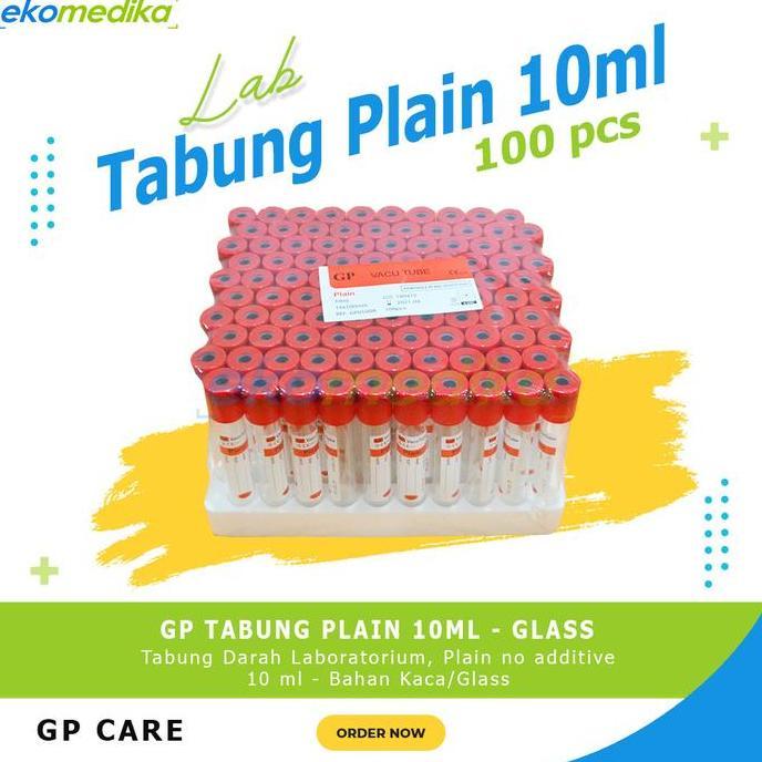GP Tabung Plain 10ml Glass PET 100ea / GP Vacutainer Vacuum Tube Plain