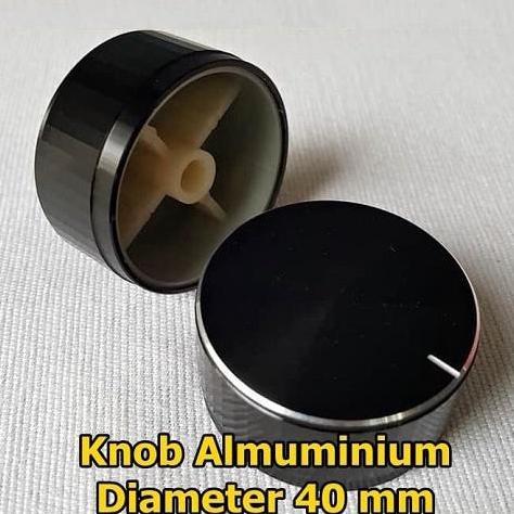 40MM KNOB POTENSIO ALUMINIUM BLACK TUTUP POTENSIOMETER VOLUME PUTAR KNOP 40MM BULAT MIKA HITAM MENGK