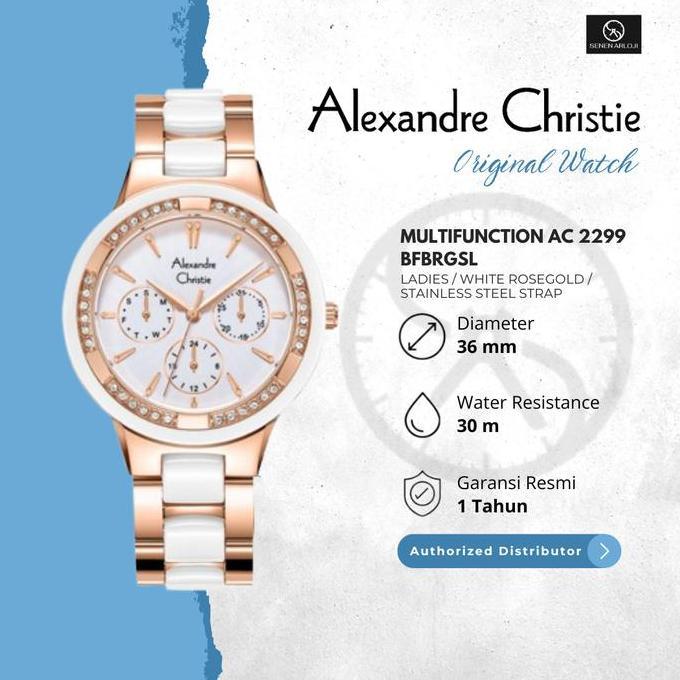 Terlaris Jam Tangan Wanita Alexandre Christie Ac 2299 Original - Rosegold Putih Quartz Watches
