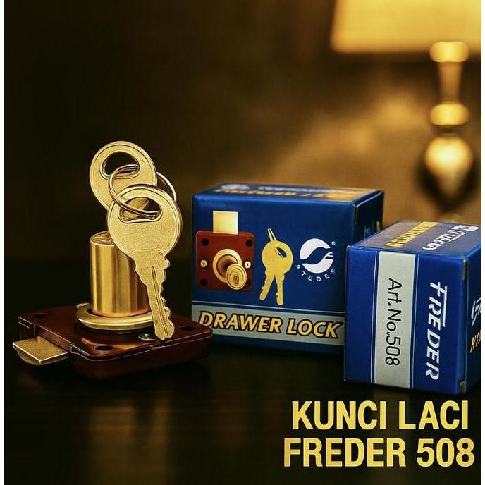 OSATQEF FREDER Kunci Laci Art No 508 Jantung Kuningan Kunci Lemari Furniture Lubang 16mm Punggung Me