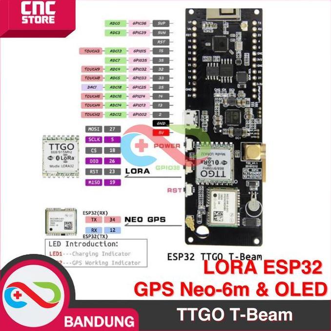 URCHILEST LILYGO TTGO T-Beam LORA ESP32 433MHz 915MHz GPS Neo-6m OLED 0.96 inc