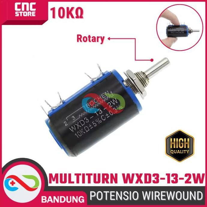 URCHILEST Potensiometer Wirewound WXD3-13-2W Potensio Presisi Multiturn 10K 2W 3 Pin & 5 Pin untuk P