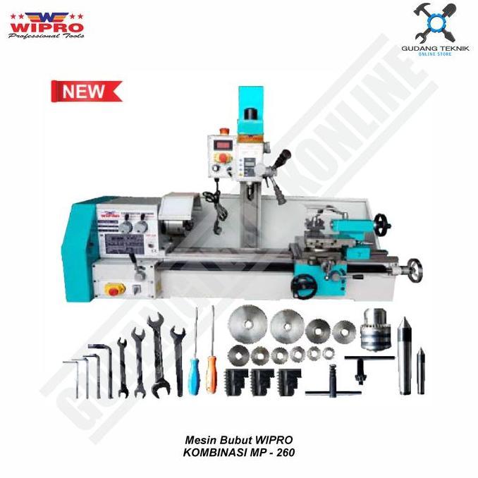 GUNMED Mesin Bubut Besi KOMBINASI WIPRO MP 260/Bubut Duduk WIPRO MP260 MP-260
