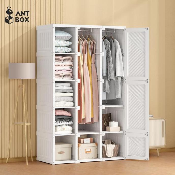 Antbox Lemari Pakaian Putih Susun Plastik Minimalis Lemari Baju