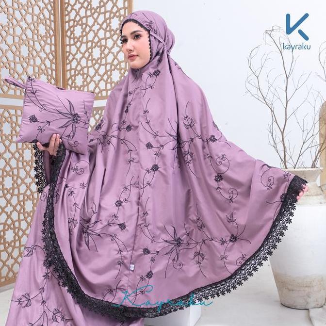 KAYRAKU - Mukena Dewasa Bordir Katun Bunga Jasmine Renda Rukuh Mewah