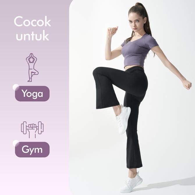 FLASH SALE - [Hapigogo] Celana Cutbray Wanita Yoga Celana Olahraga Wanita Legging Sport Pants Cutbra