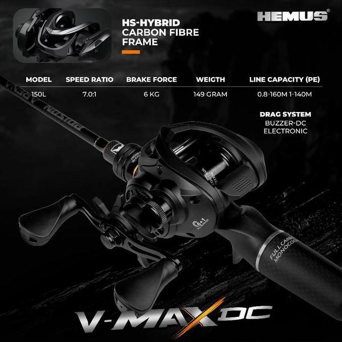 Tsurizao- Hemus Vmax Dc Reel Pancing Baitcasting Bc Buzzer Digital Control System Rasio Gigi 7.0:1 B