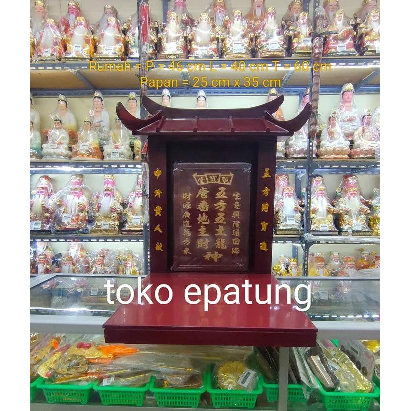 rumah altar dewa bumi / te cu / tecukong - 40 cm - papan kayu - besar - Instant