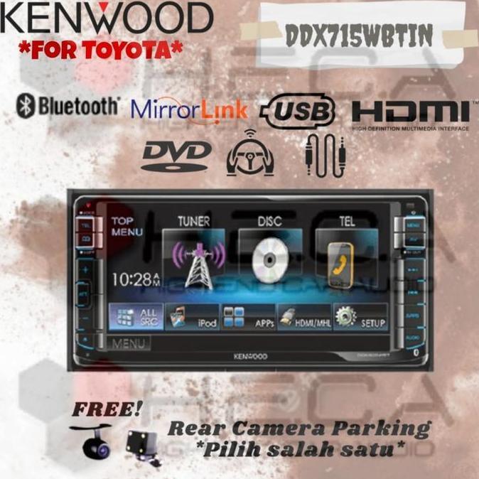 KENWOOD DDX-715WBT IN HEAD UNIT FOR TOYOTA DOUBLE DIN WIDE + CAMERA HD ORIGINAL DAN TERPERCAYA