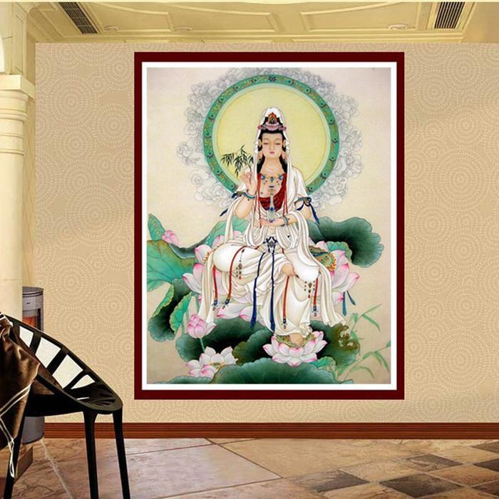 DIY Diamond Painting Full Dewi Kwan yim guan yin teratai 70x90cm D597