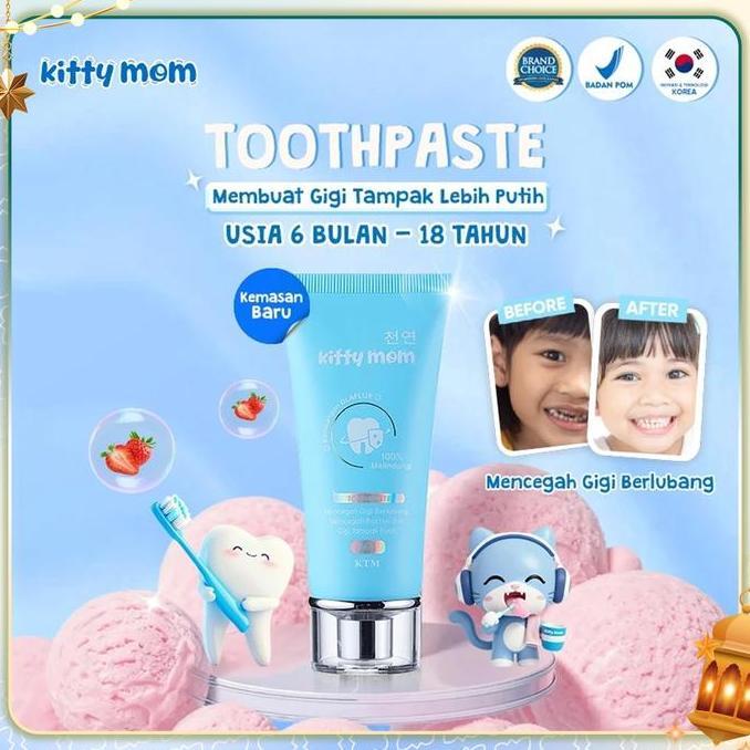 MENDASIKARSTORE8  - KITTY MOM TOOTHPASTE PASTA GIGI ODOL ANAK | PENCEGAH GIGI BERLUBANG KARIES | PAS