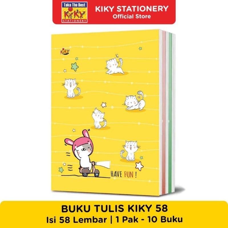 (1Pack:10Pcs) Kiky Buku Tulis Isi 58 Lembar Termurah Best Seller / Buku Tulis Sekolah Kiky Berkualit