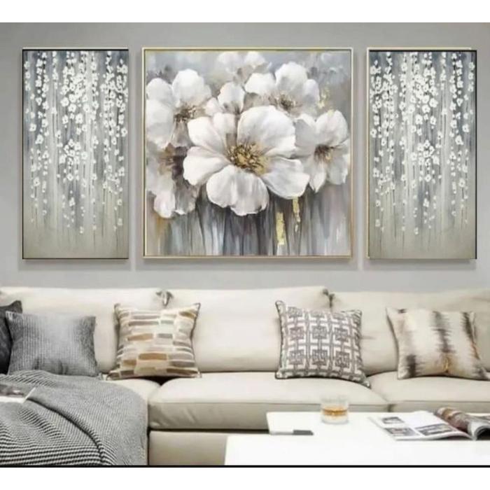 lukisan bunga moderen 30x60/60x60/30x60