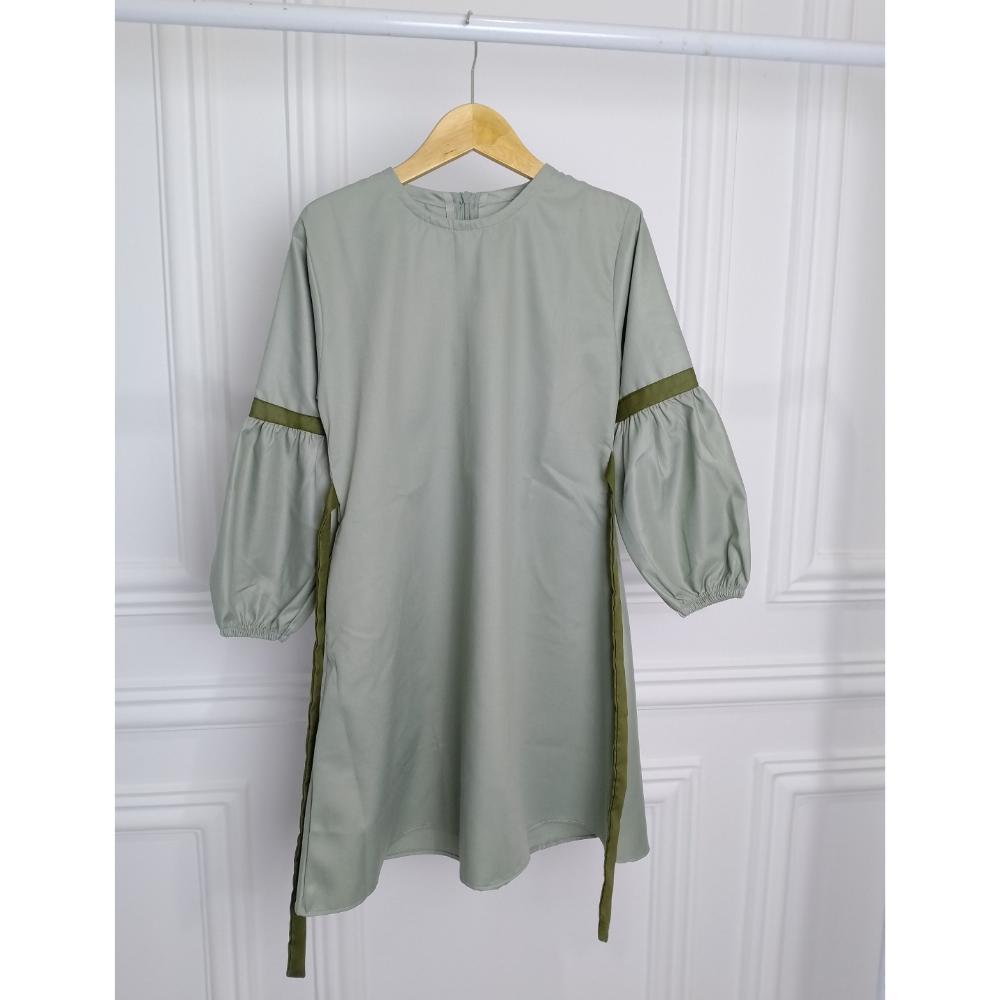 Gamis Couple Ibu Dan Anak Warna Hijau Sage Variasi Army Diskon