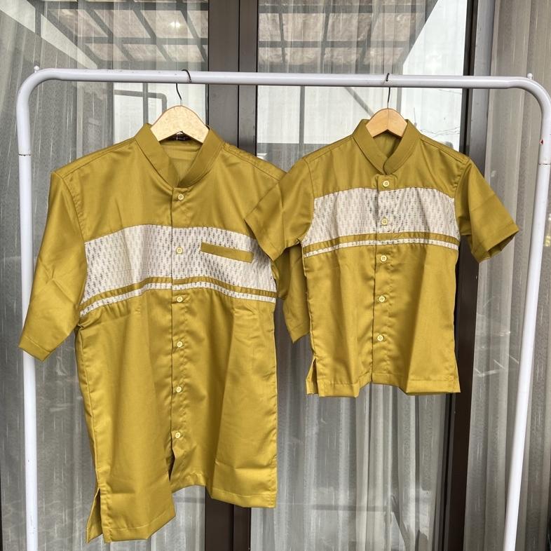 Koko Couple Ayah Dan Anak Warna Hijau Lime Lemon Songket Promo Sahur