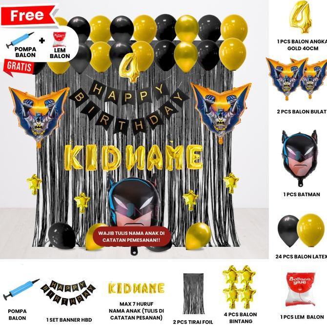 BATMAN SET DEKOR ULANG TAHUN ANAK/ DEKORASI ULTAH ANAK