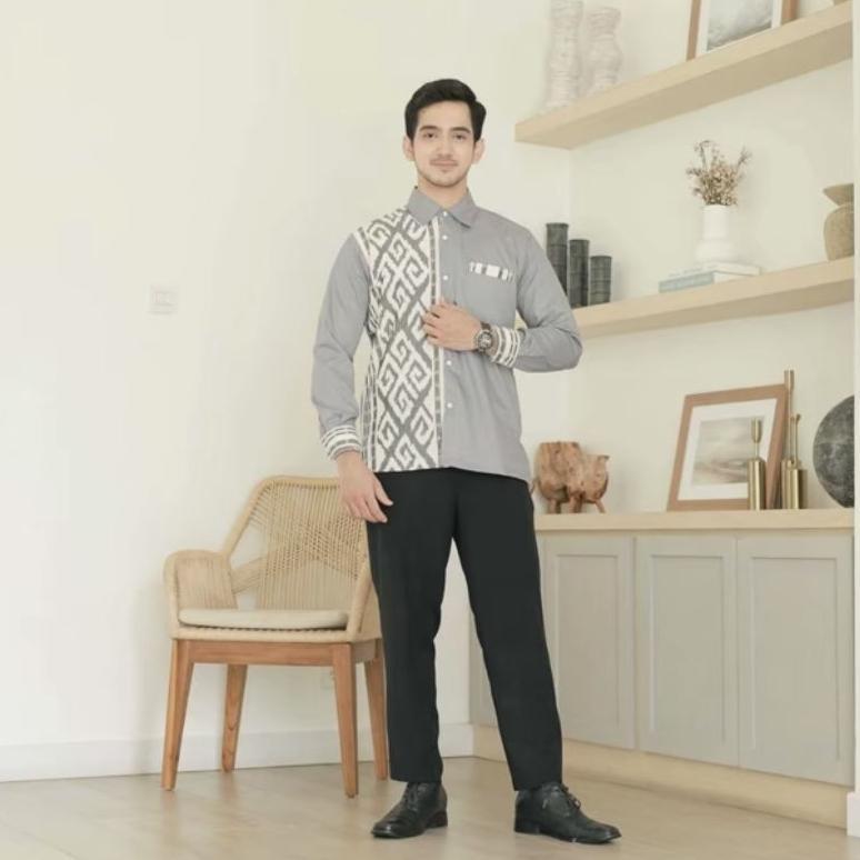 CALISTASPACE KEMEJA TENUN PRIA KOMBINASI POLOS BAJU ATASAN PRIA TENUN TROSO KOMBINASI TOYOBO BAJU TE