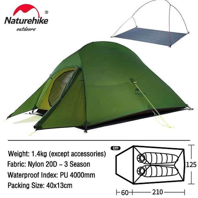 Terlaris Tenda Cloud Up 2X 20D Naturehike Nh17T001-T (Upgrade Version)