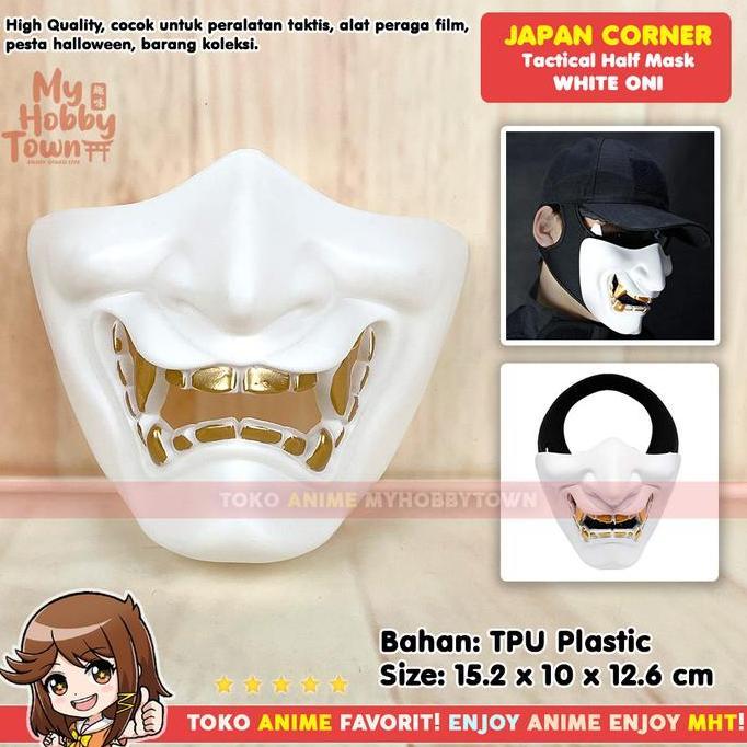 Topeng Anime Jepang Noh Kabuki Hannya Putih Oni Demon Mask Half F