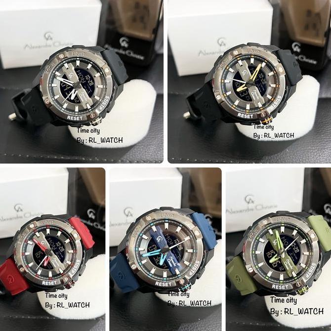 Jam Pria Alexandre Christie AC9404 Digital Analog Karet Watches