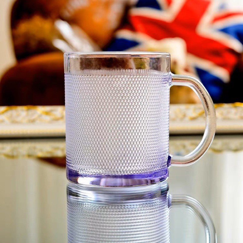 Gelas Kaca 6 Set Warna Warni Glassware Gagang Manik Pelangi / Gelas Kaca Tebal Set Warna