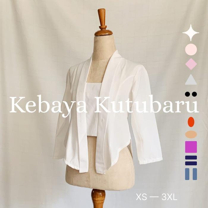 Bisa Cod - Loewes Atasan Kebaya Kutu Baru Modern Linen Look Katun Jepang Premium Lengan Panjang 3/4 